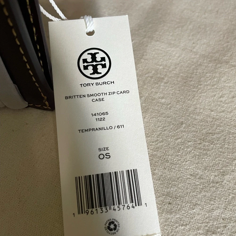 NWT , Tory Burch Britten smooth zip card case Card Holder tempranillo co… - Picture 10 of 10